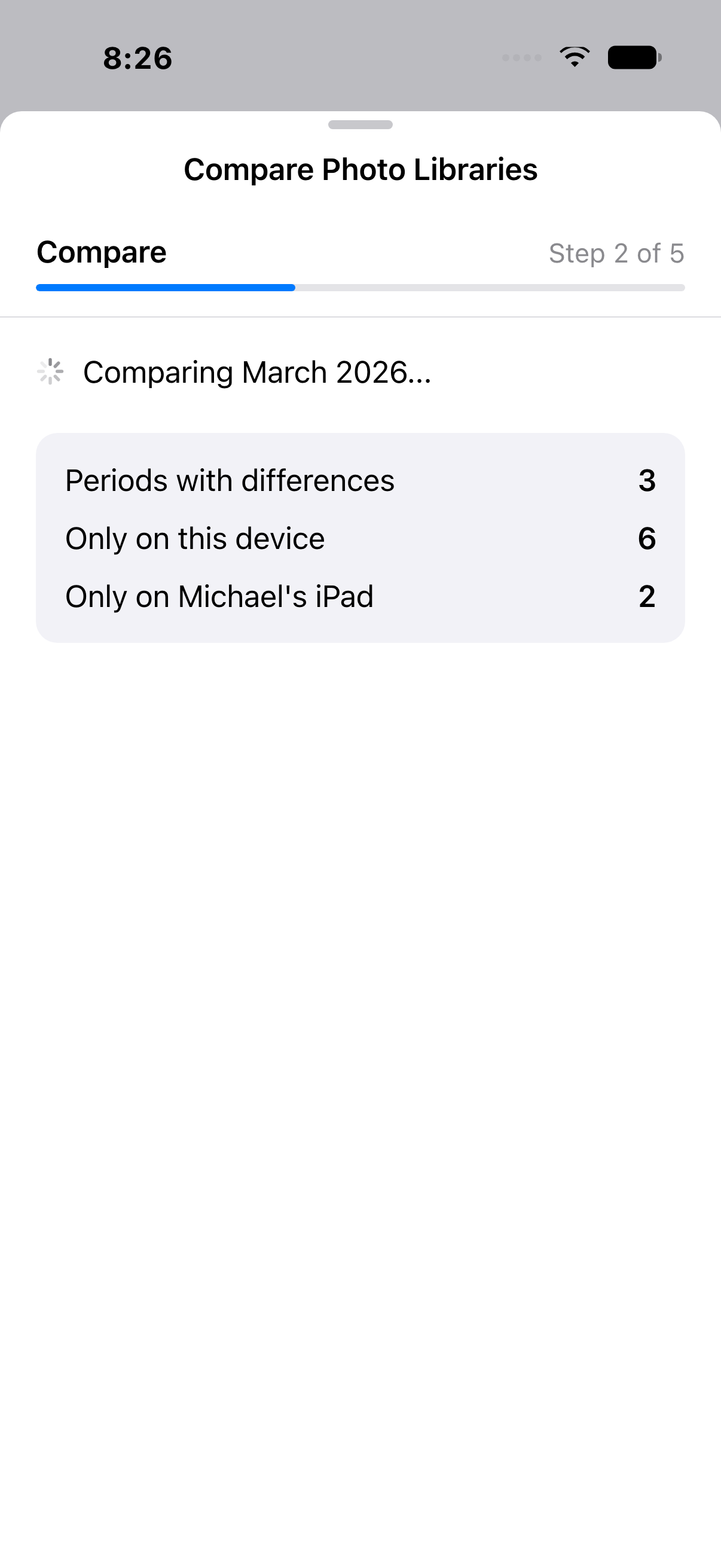 The device comparison wizard comparing both libraries month by month