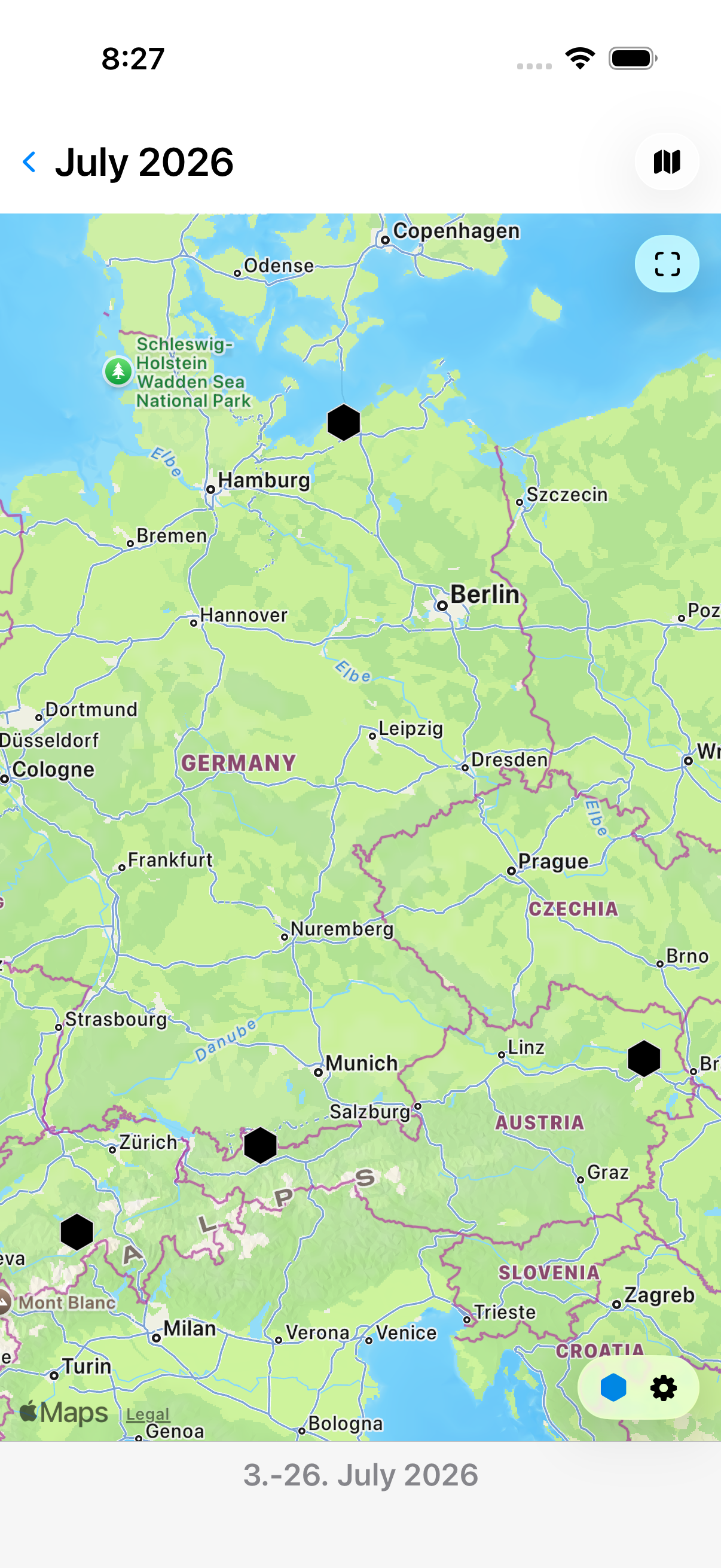 Map with hexagon clusters